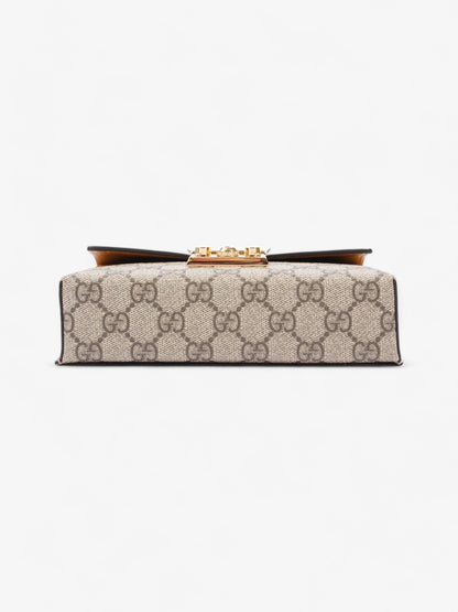 Gucci Padlock Top Handle GG Supreme / Cream / Mustard Calfskin Leather Mini