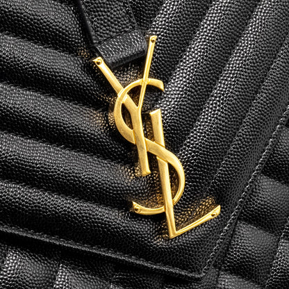Saint Laurent Large Envelope Bag Calfskin Black GHW