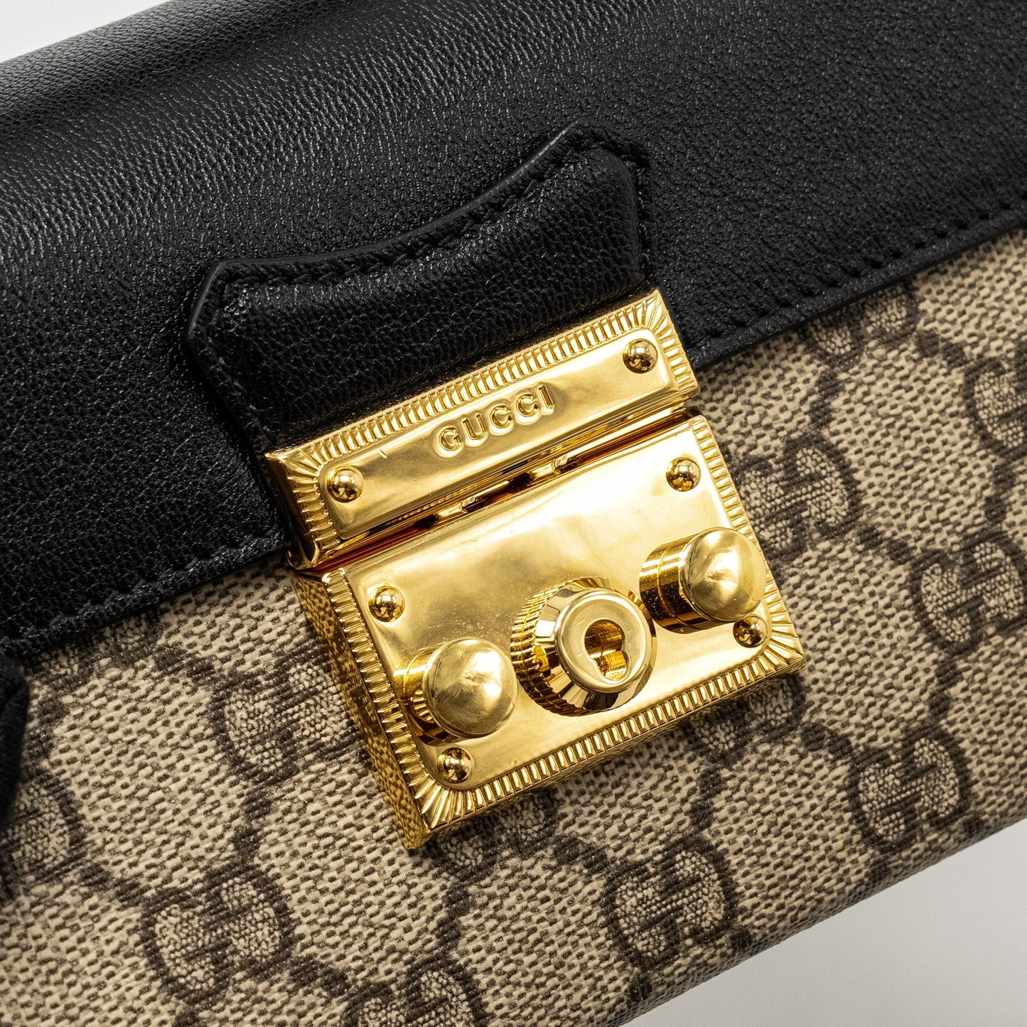 Gucci Mini Padlock Top Handle Shoulder Bag GG Supreme Canvas