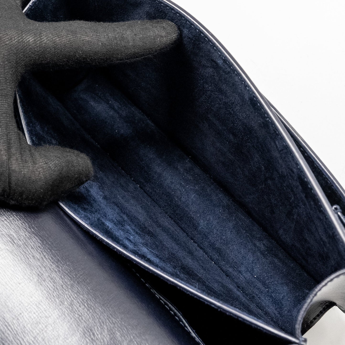 Saint Laurent /YSL Sunset Bag Python/Suede Navy GHW