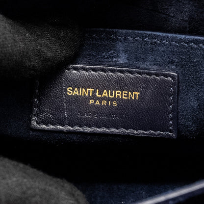 Saint Laurent /YSL Sunset Bag Python/Suede Navy GHW