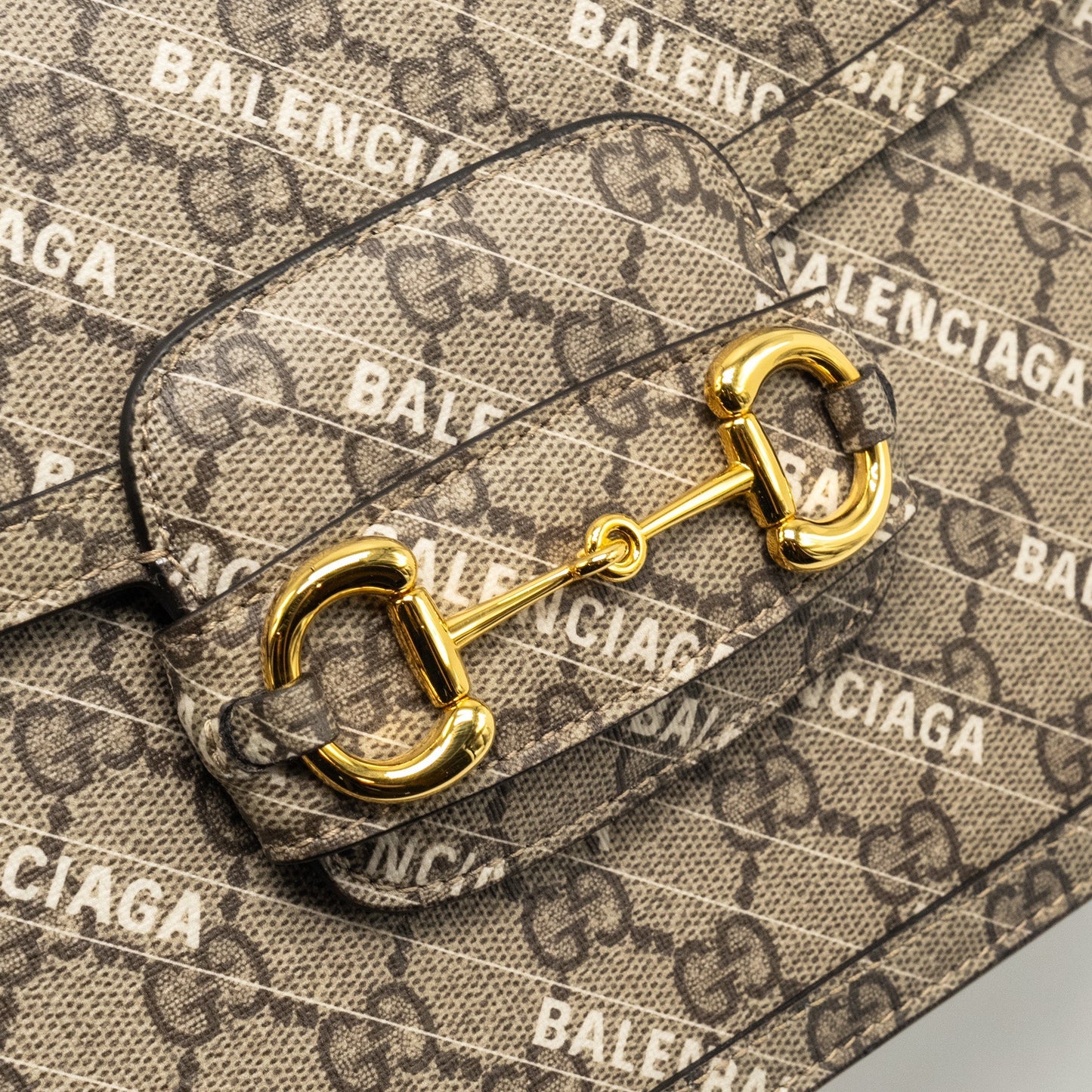 Gucci x Balenciaga Horsebit 1955 Bag GG Supreme/Balenciaga Print Canvas