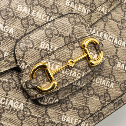 Gucci x Balenciaga Horsebit 1955 Bag GG Supreme/Balenciaga Print Canvas