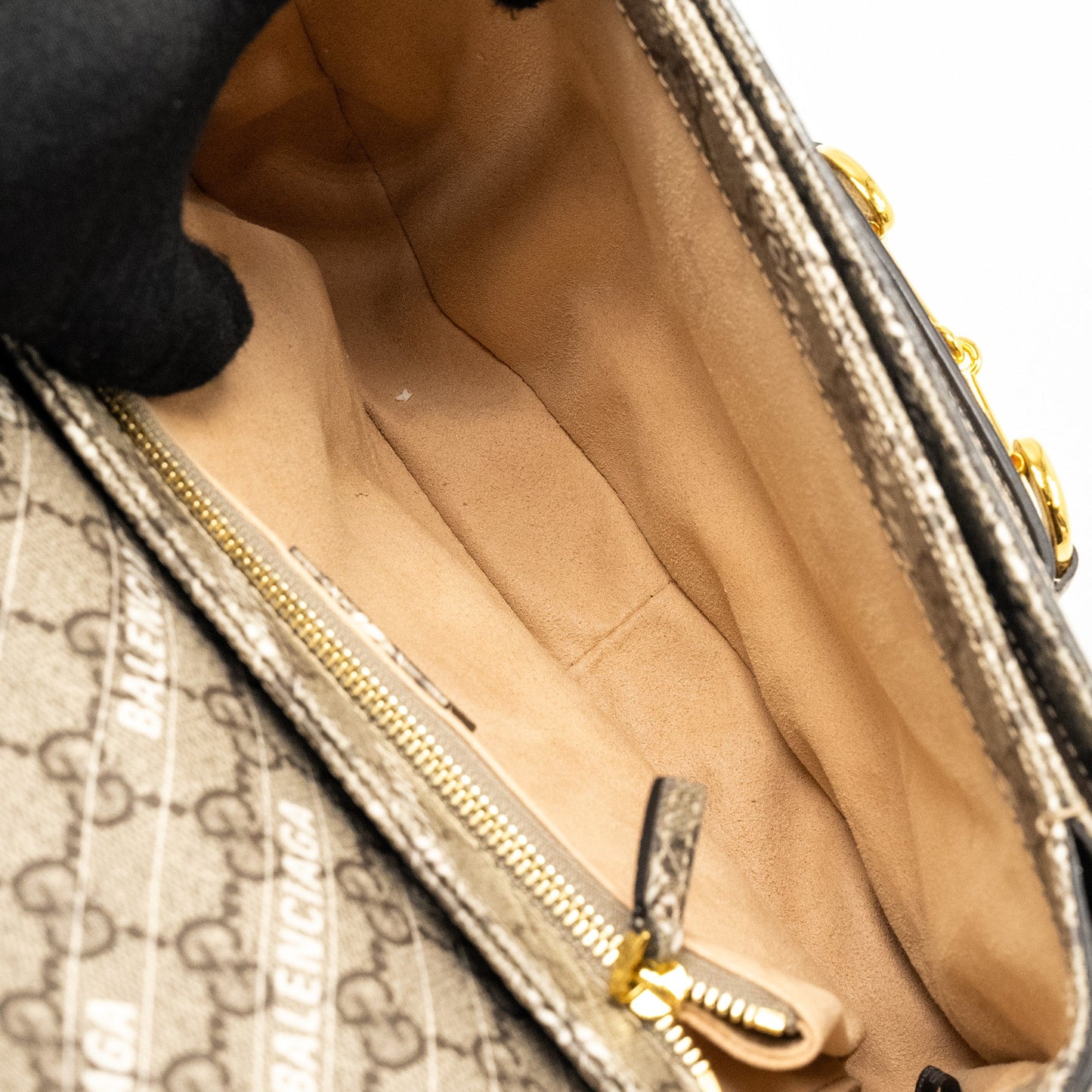 Gucci x Balenciaga Horsebit 1955 Bag GG Supreme/Balenciaga Print Canvas