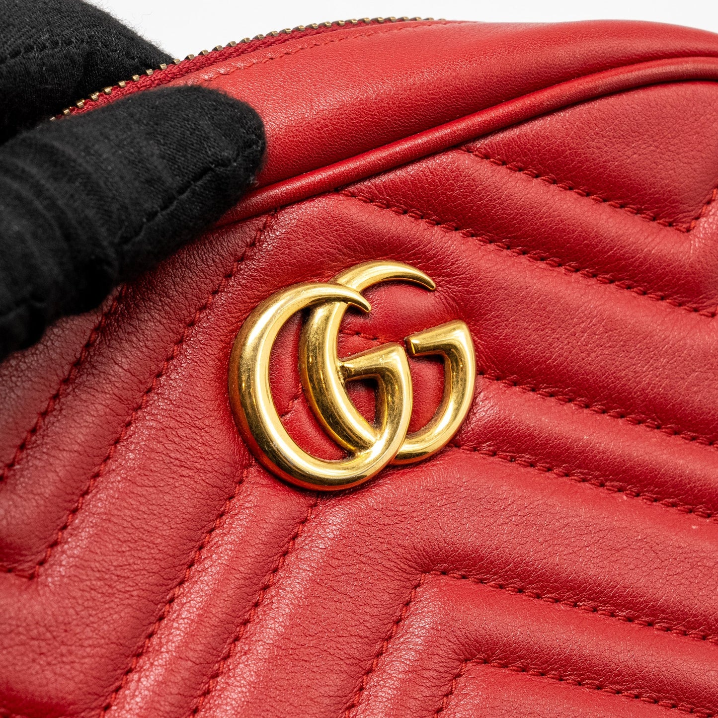 Gucci GG Marmont Matelasse Camera Bag Red Leather Red