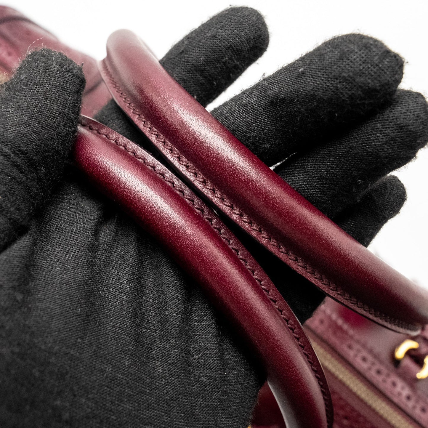 Gucci Vintage Duilio Brogue Boston Bag Calfskin Burgundy