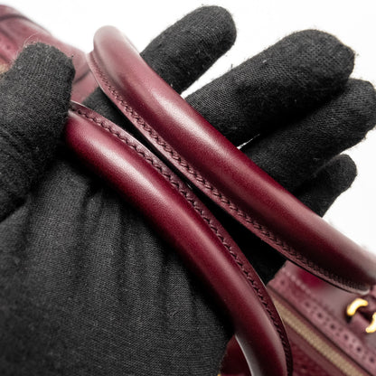 Gucci Vintage Duilio Brogue Boston Bag Calfskin Burgundy