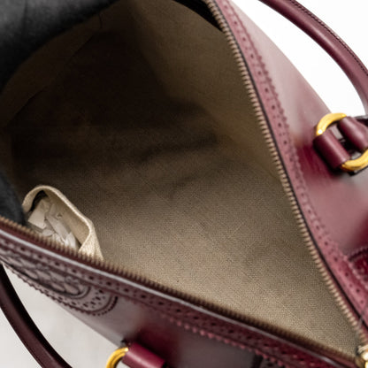Gucci Vintage Duilio Brogue Boston Bag Calfskin Burgundy