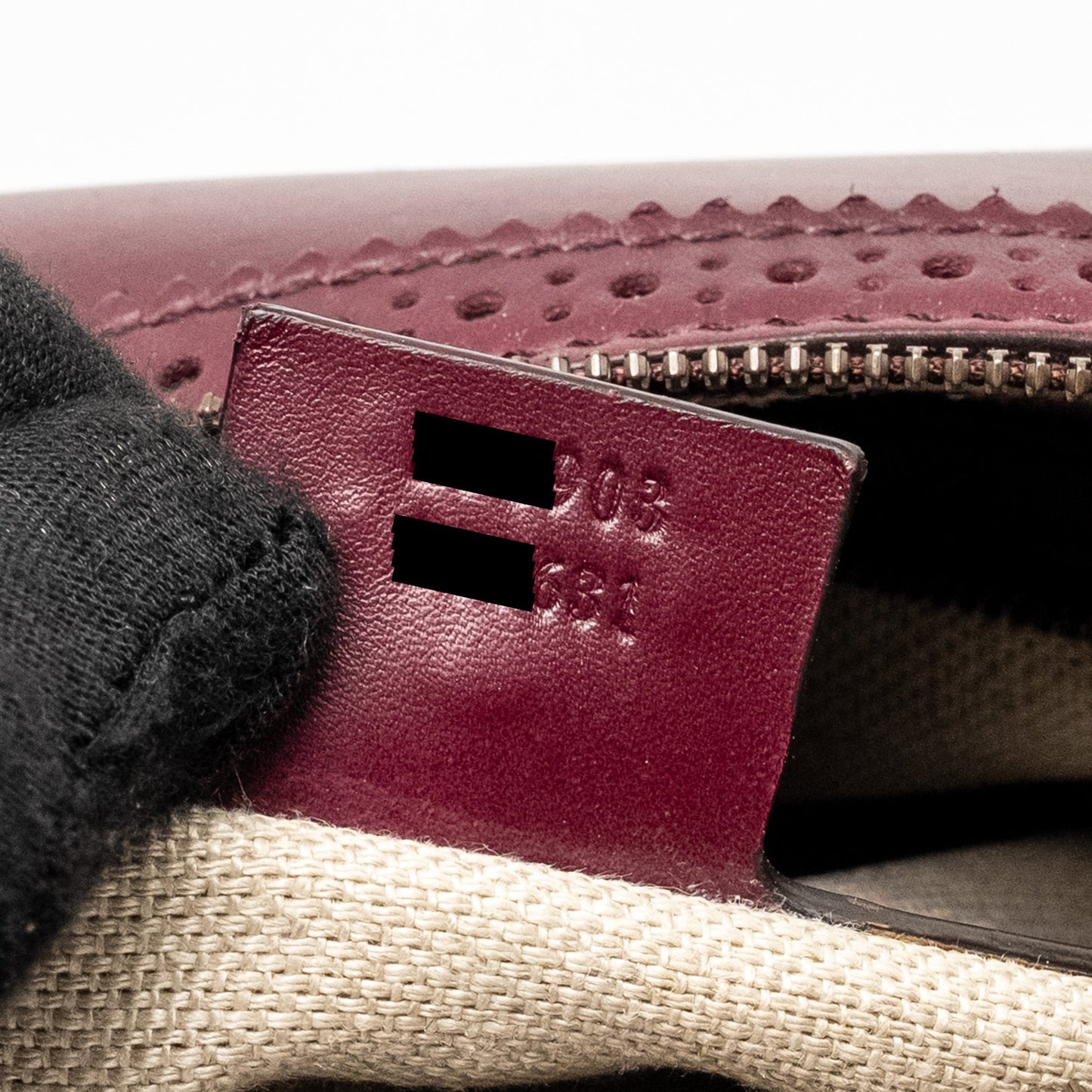 Gucci Vintage Duilio Brogue Boston Bag Calfskin Burgundy