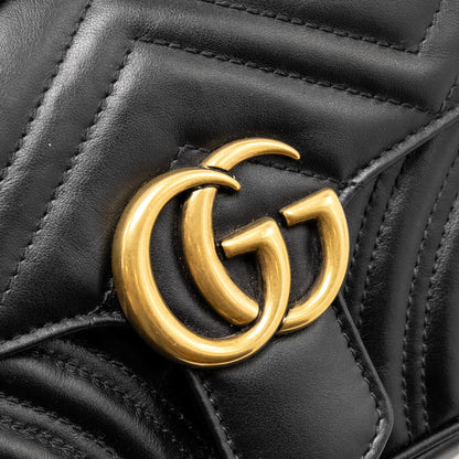 Gucci Mini GG Marmont Shoulder Bag Calfskin Black