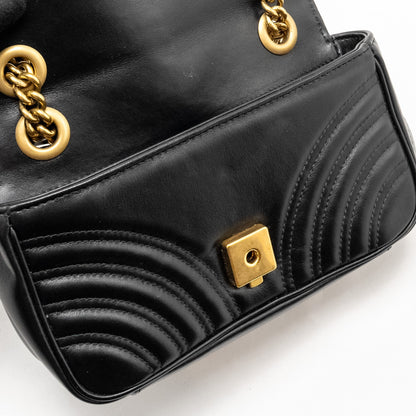 Gucci Mini GG Marmont Shoulder Bag Calfskin Black
