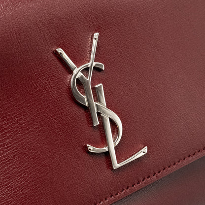 Saint Laurent/YSL Sunset Bag Calfskin Burgundy SHW