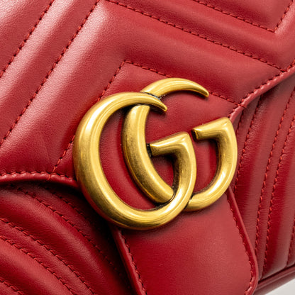 Gucci Small GG Marmont Bag Calfskin Red Brushed