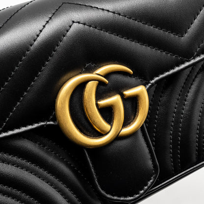 Gucci Mini GG Marmont Shoulder Bag Calfskin Black