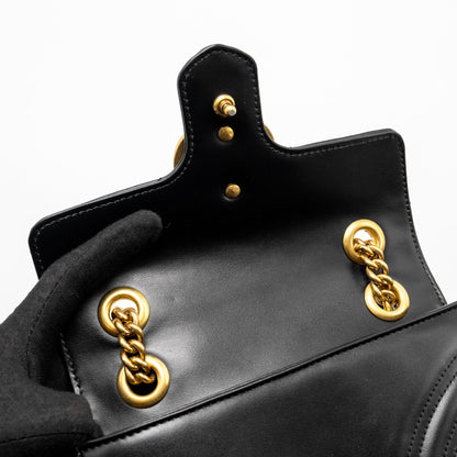 Gucci Mini GG Marmont Shoulder Bag Calfskin Black