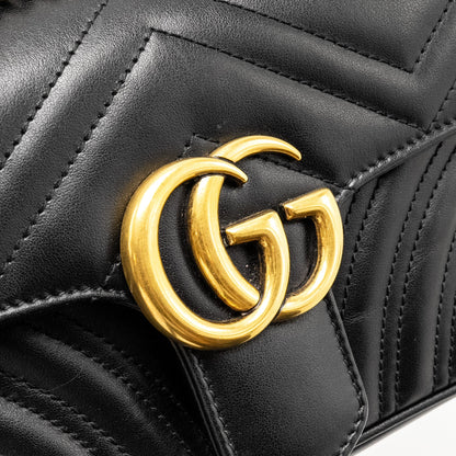 Gucci Mini GG Marmont Shoulder Bag Calfskin Black