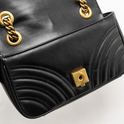 Gucci Mini GG Marmont Shoulder Bag Calfskin Black