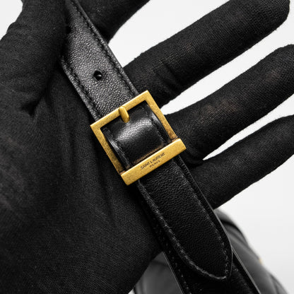 Saint Laurent/YSL LE 57 Quilted Hobo Shoulder Bag Lambskin Black Multicolour Hardware