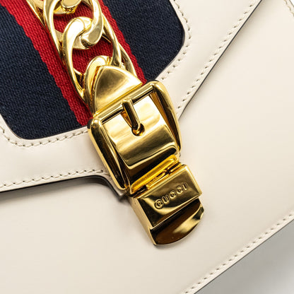 Gucci Mini Sylvie Top Handle Bag Calfskin White