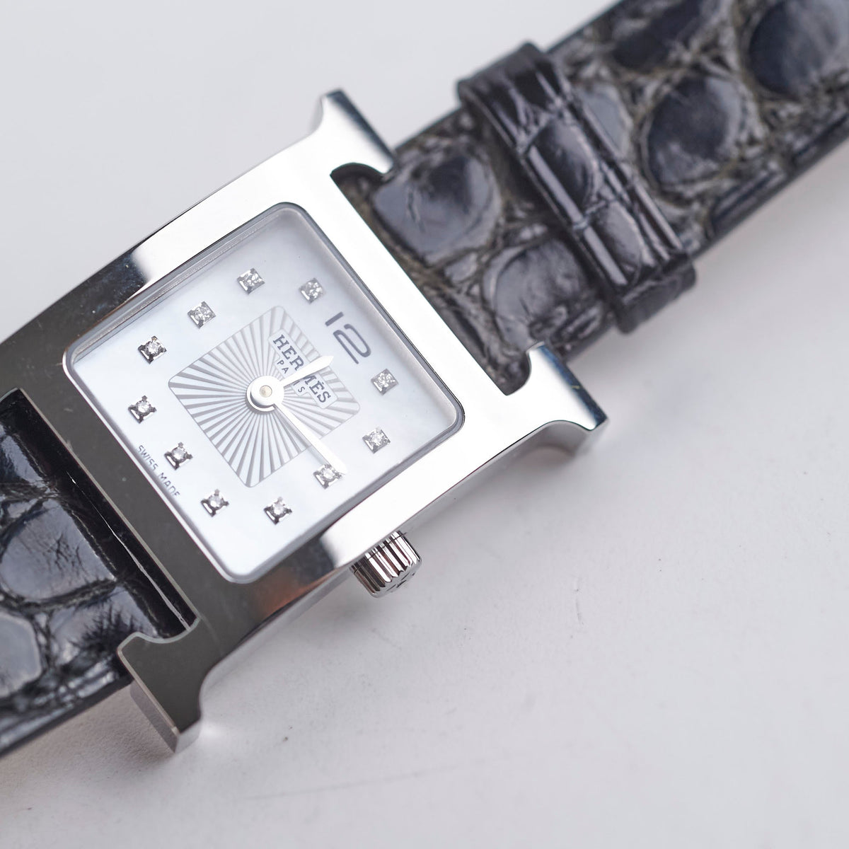 Hermes Heure H Watch Black Diamond Small 25mm