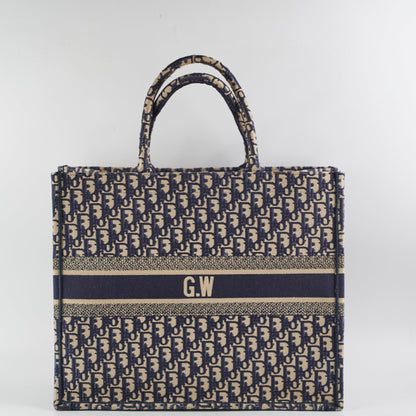 Christian Dior Oblique Book Tote Navy (GW Initials)