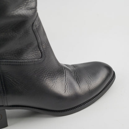 Gucci GG Knee High Heeled Boots Black 38