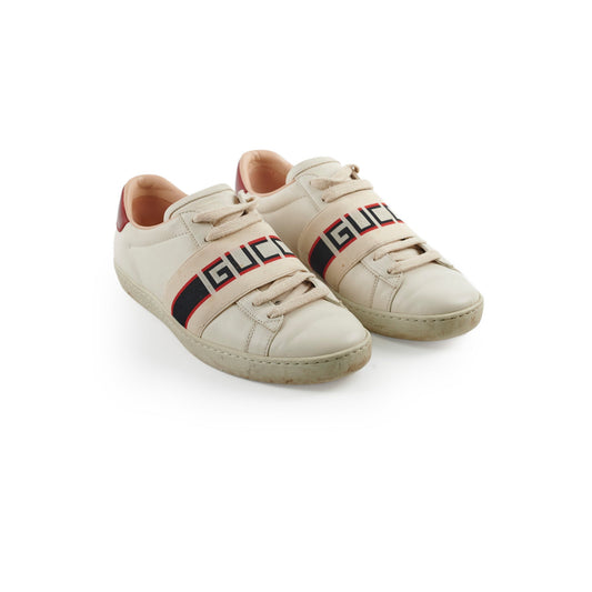 Gucci Women's Leather Ace Sneakers White/Red Size 35.5