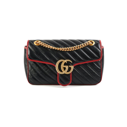 Gucci Marmont Small Black/ Red Shoulder Bag