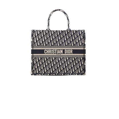 Christian Dior Book Tote Large Oblique Navy