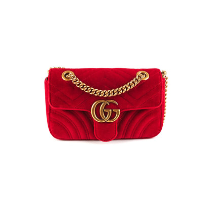 Gucci Mini Marmont Velvet Red