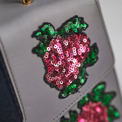 Gucci Sylvie Medium Grey Floral Sequin
