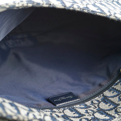 Christian Dior Canvas Vintage Navy Oblique Flap Side Carry 2004