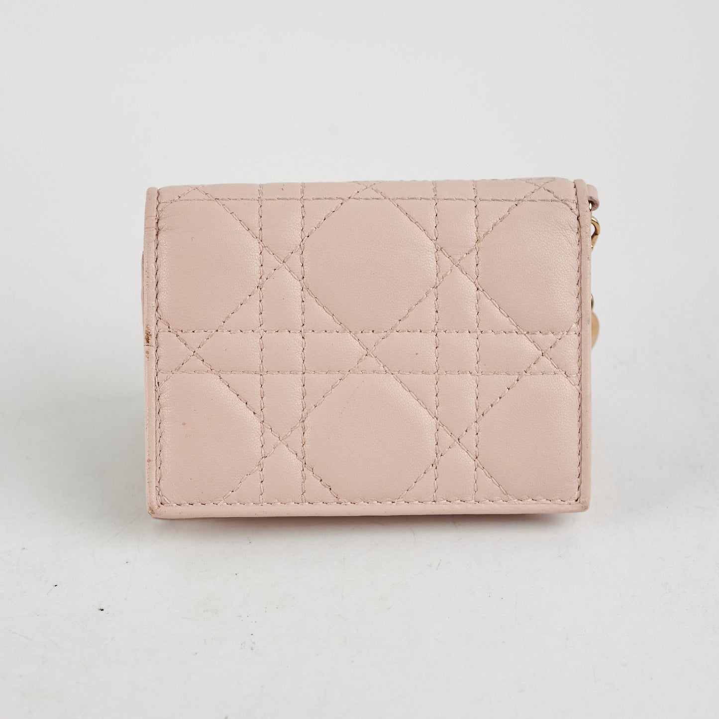 Christian Dior Cannage Card Holder Pink Lambskin