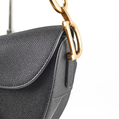 Dior Saddle Bag With Strap Calfskin Black Medium