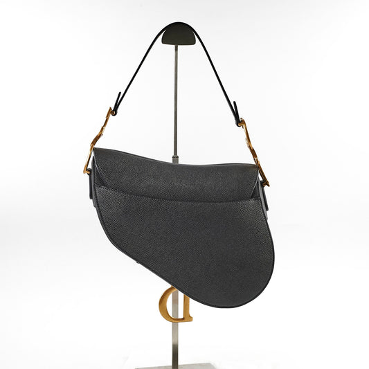 Dior Saddle Bag With Strap Calfskin Black Medium