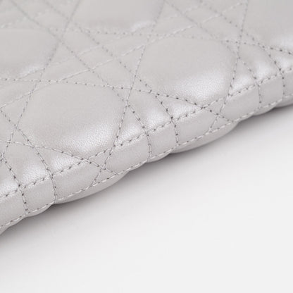 Dior Cannage Lambskin Silver Clutch