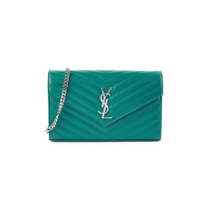 Saint Laurent Cassandre Wallet On Chain (WOC) Teal