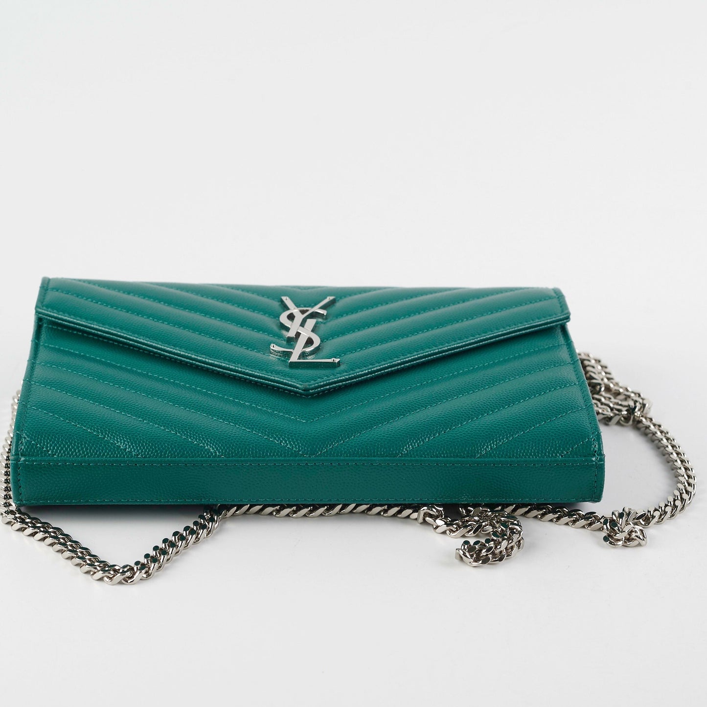 Saint Laurent Cassandre Wallet On Chain (WOC) Teal