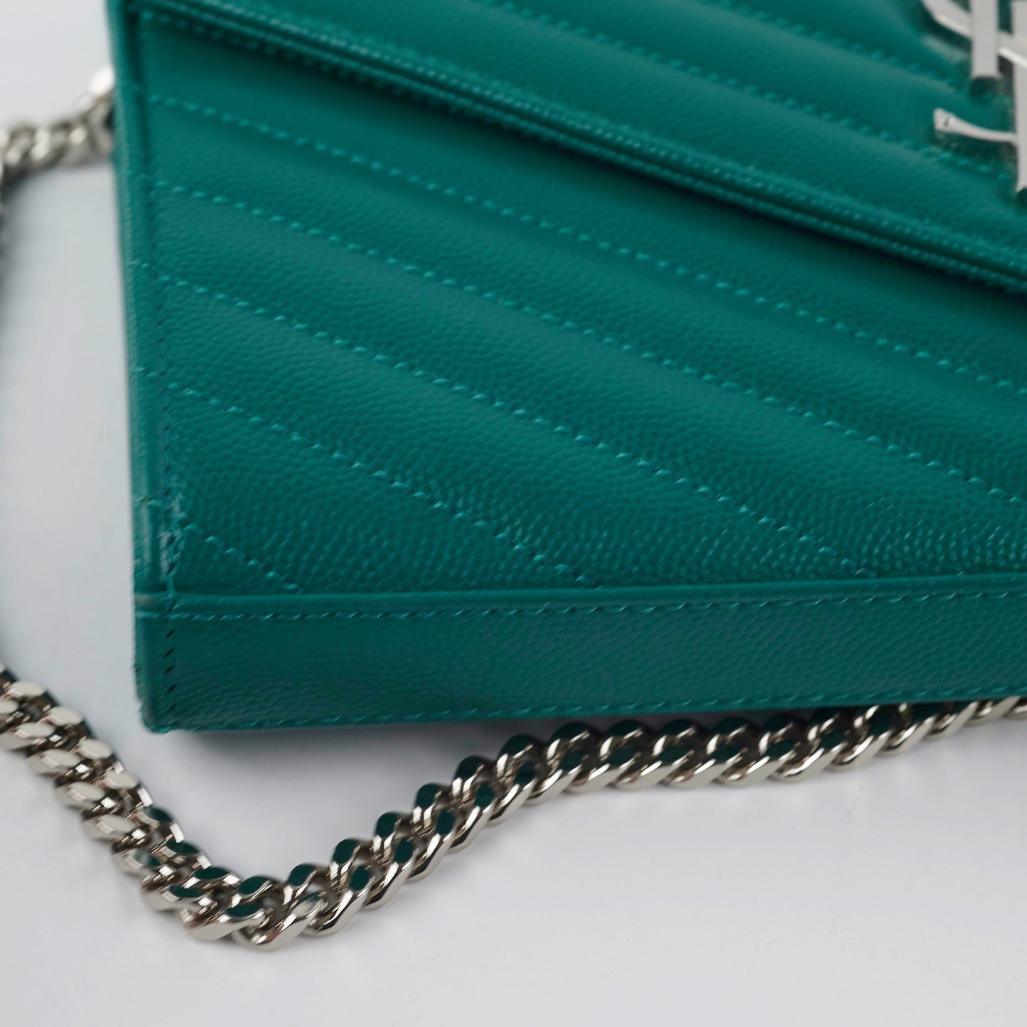 Saint Laurent Cassandre Wallet On Chain (WOC) Teal
