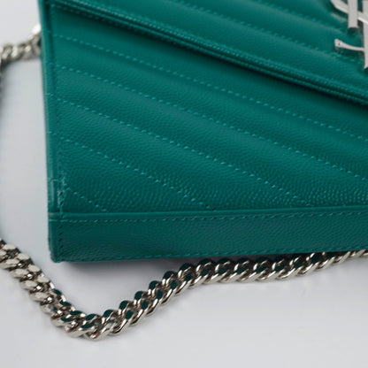 Saint Laurent Cassandre Wallet On Chain (WOC) Teal