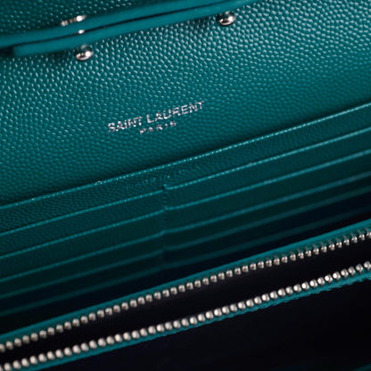 Saint Laurent Cassandre Wallet On Chain (WOC) Teal