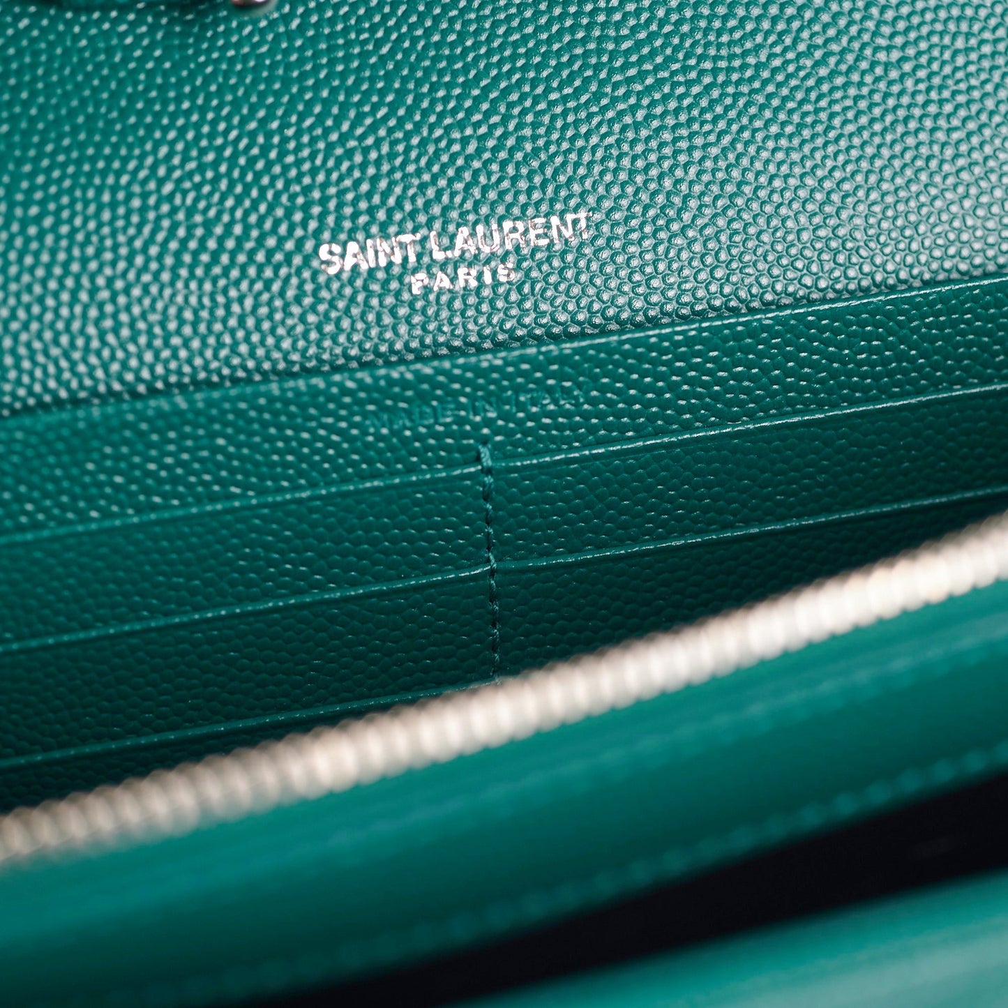 Saint Laurent Cassandre Wallet On Chain (WOC) Teal