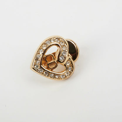 Christian Dior Heart Rhinestone Clip On Earrings Costume Jewellery