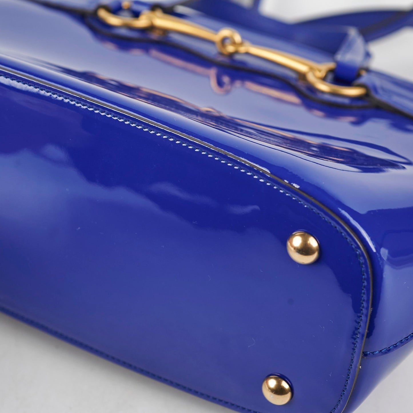 Gucci Patent Bright Bit Tote Blue