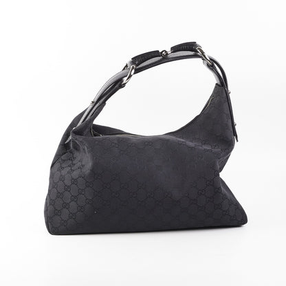 Gucci Horsebit Hobo GG Medium Bag Black