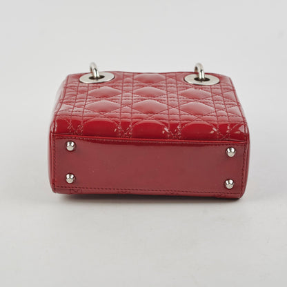 Christian Dior Mini Lady Dior Patent Red