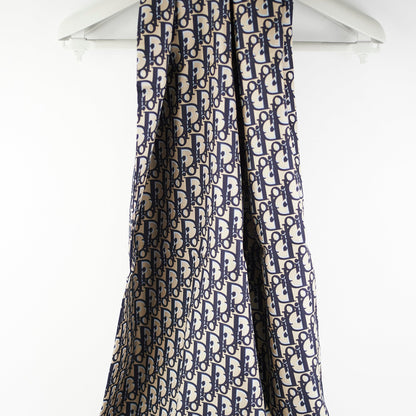Christian Dior Oblique Navy Silk Scarf