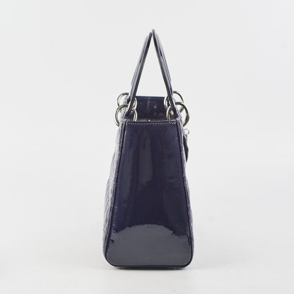 Christian Dior Medium Lady Dior Patent Navy