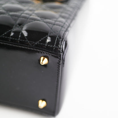 Christian Dior Medium Lady Dior Patent Black Bag
