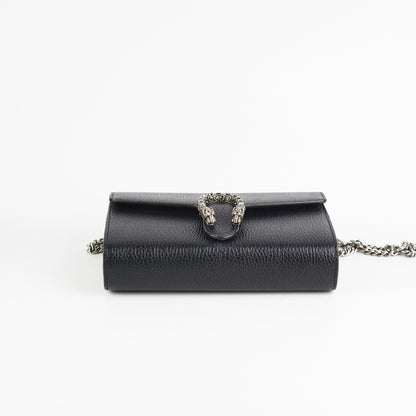 Gucci Dionysus Leather Mini Chain Bag Black